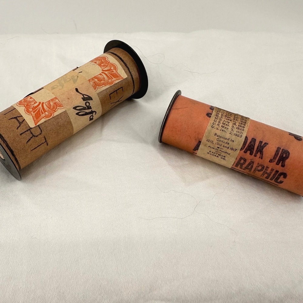 Kodak Agfa Vintage Film Spools Brownie Jr Brown Antique 1920s Patent Dates 2pc